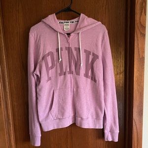 PINK Victoria Secret Zip Up Loose Hoodie / Sweatshirts Size Medium GUC